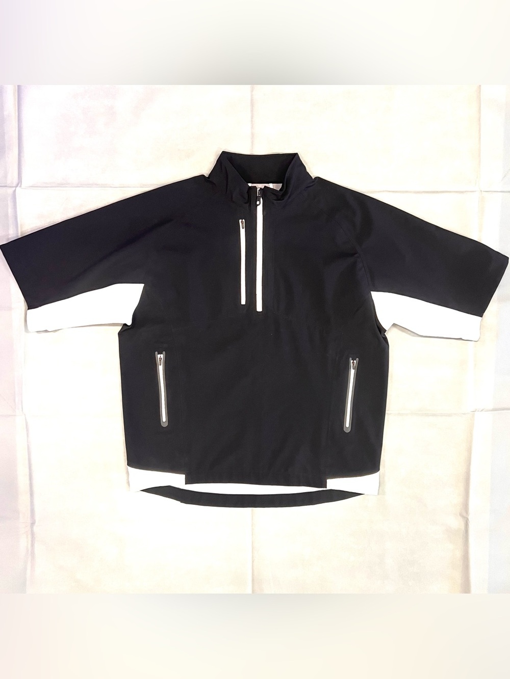 FootJoy DryJoys Tour XP Jacket Men's L Black White Short Sleeve 1/2 Zip Golf